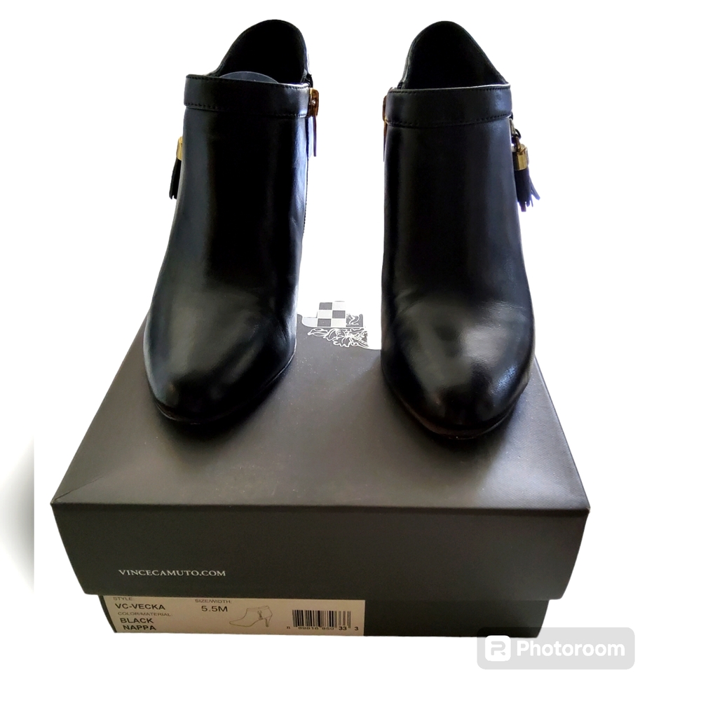 Womens Vince Camuto Vecka Side Tassel Dress Ankle Booties - Black S 5.5M CAREER